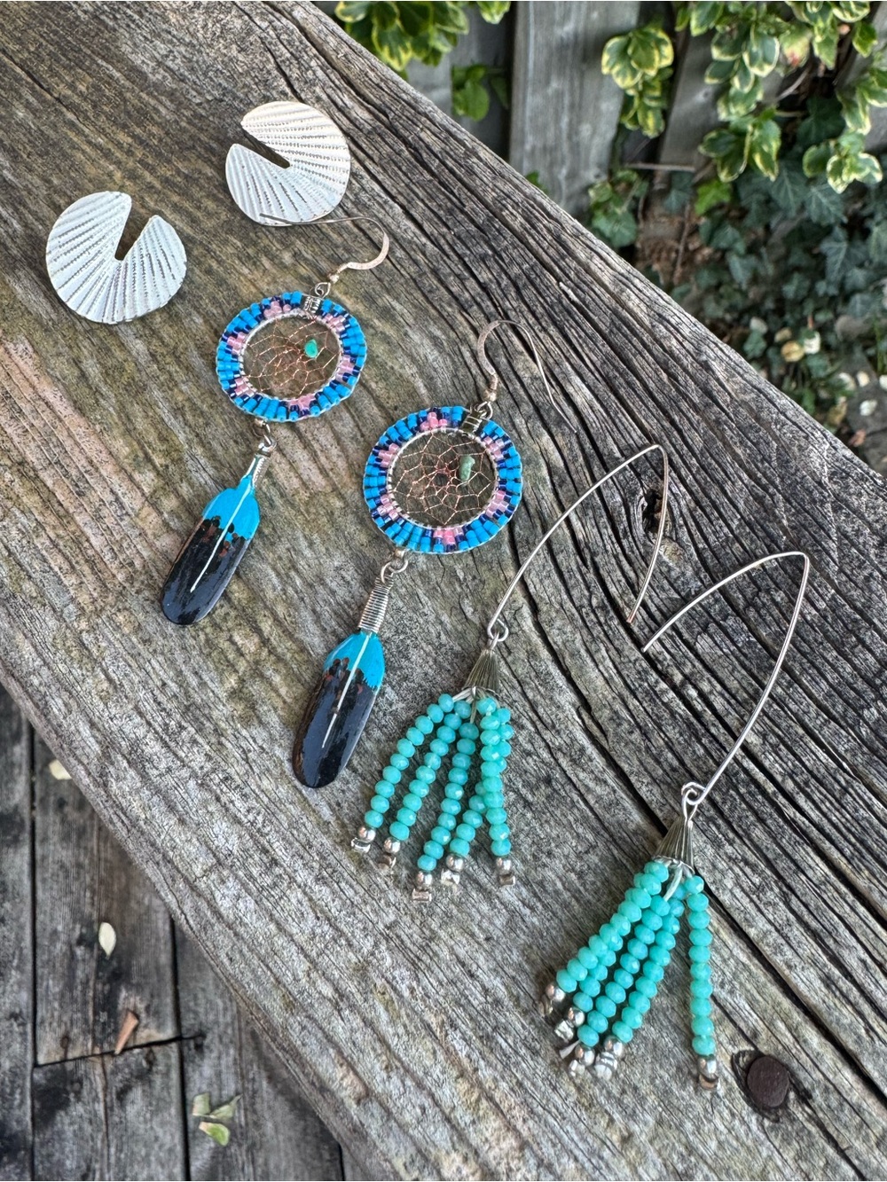 Coastal Grandma Earrings Bundle - White, Silver, Aqua Blue